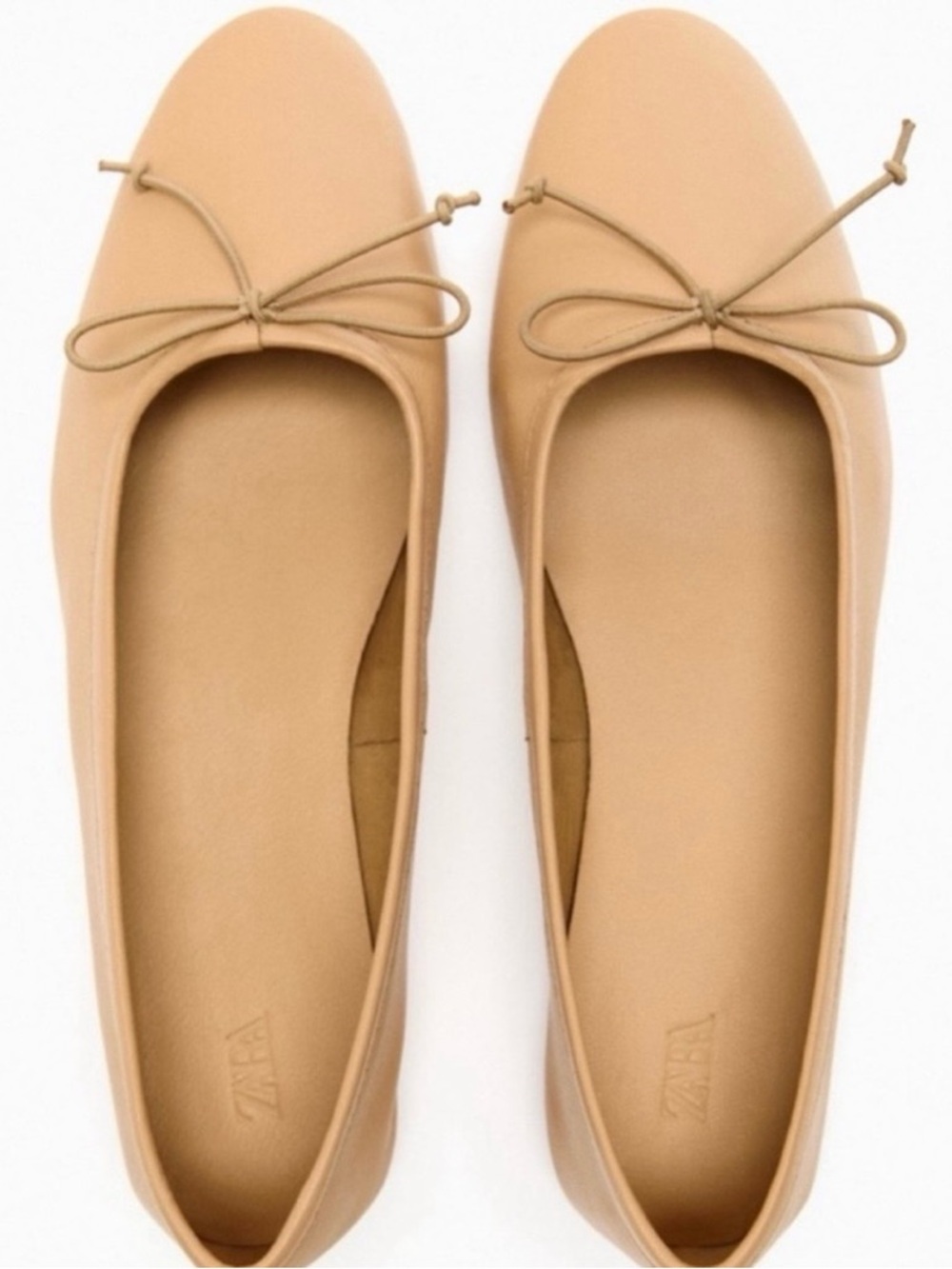 Zara super soft leather Bow Ballet Flats
